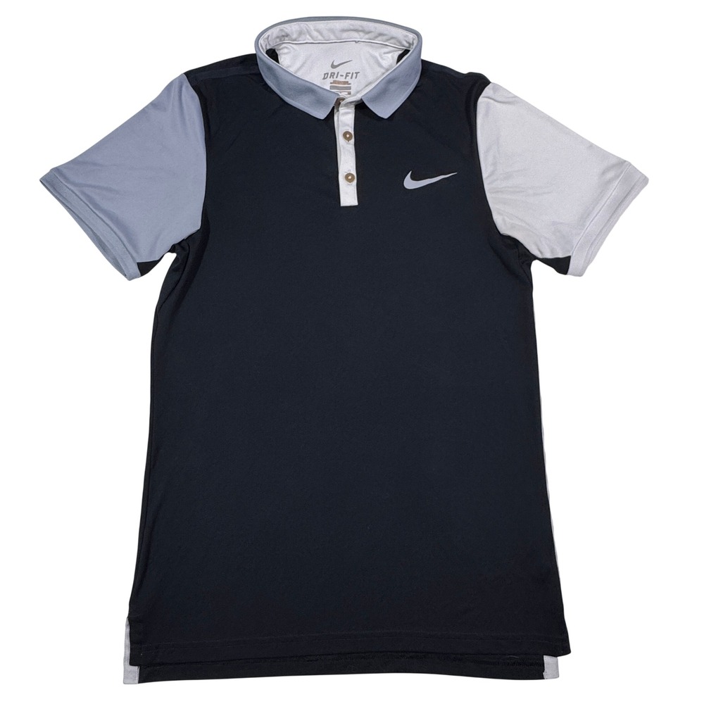 Nike‎ Dri-FIT Mens Colorblock Golf Polo Shirt Black Grey 633106-010 Size S